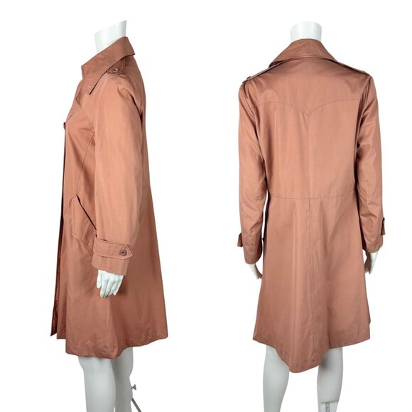 Vintage 70s Trench Coat Women's Medium Dusty Pink Mid Length Double Breasted - Picture 9 of 12